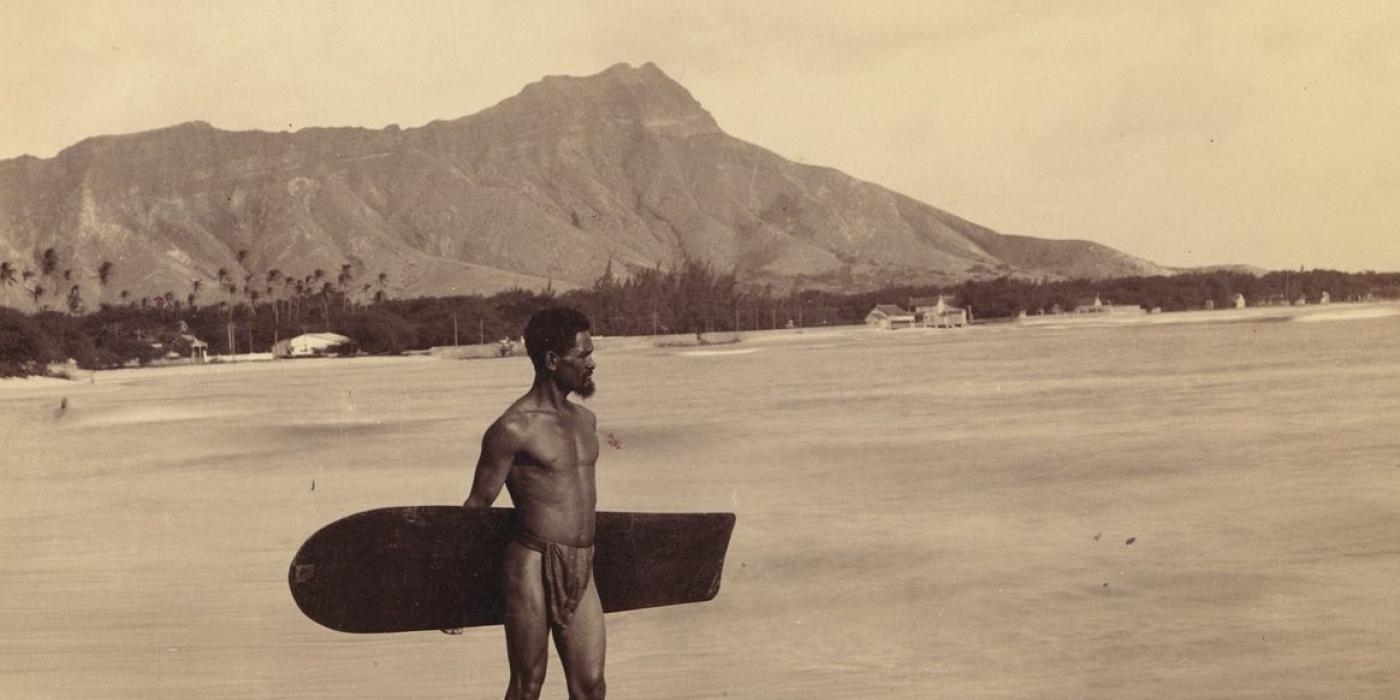 Lone Alaia board surfer